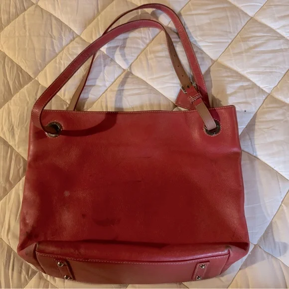 Dooney and Bourke large red leather tote handbag purse - Picture 5 of 5